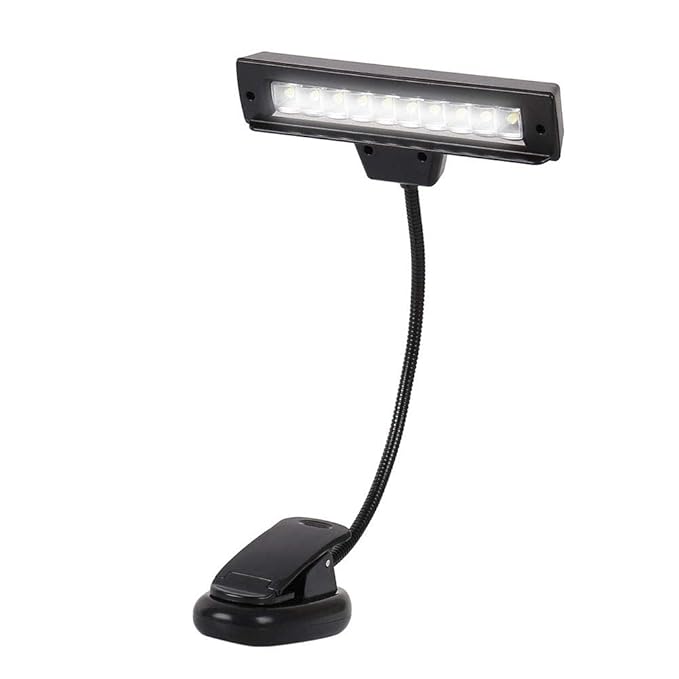 10 LED Piano Reading Lamp Clip On Desk Lamp Music Light Stand with USB Charging Cable Bright LED Reading Light