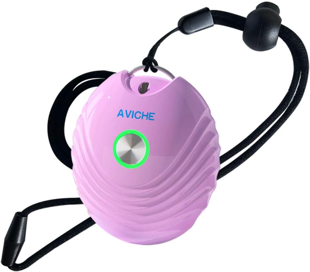 AVICHE Personal Air Purifier Necklace,USB Portable Air Purifier,Wearable Mini Negative Ion Air Freshener,No Radiation Low Noise for Adults Kids Pink