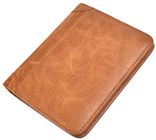 Mens vintage bifold wallet rfid blocking slim genuine leather wal…