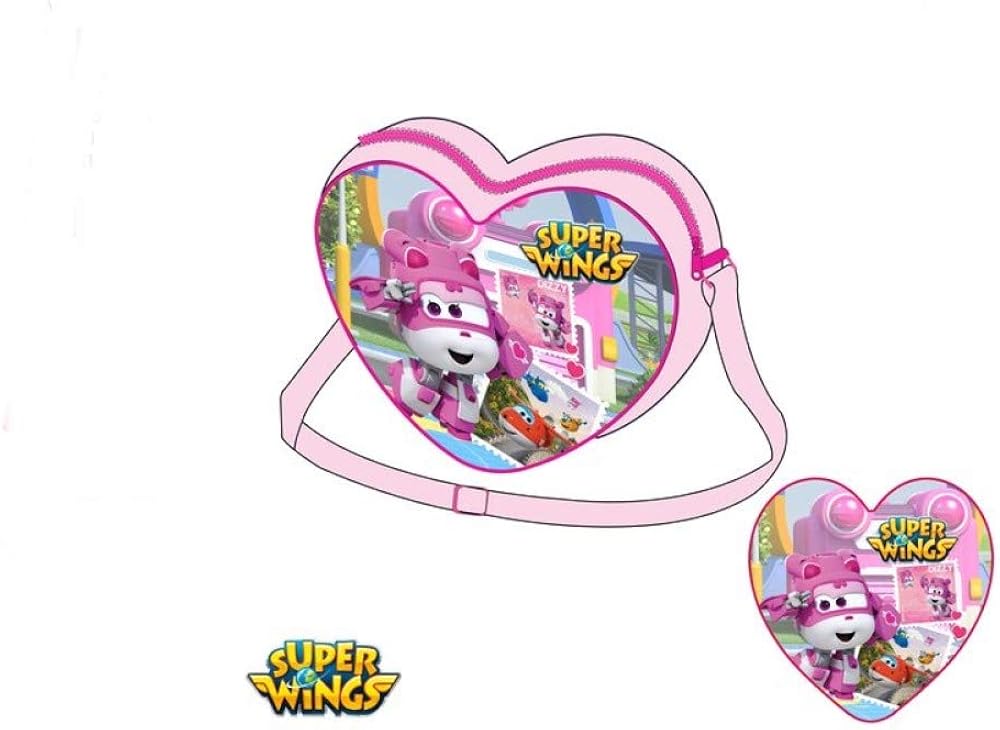 Heart shaped Super Wings shoulder bag with picture of Dizzy with Jett, Jerome and Donnie in the background, for kids girls - Image 4