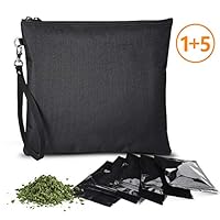 Smell Proof Bag,Dog Tested Durable Smell Proof Bag with 5 Reusable Sealed Baggies Bag 11x10 inches, No Smell Combination Pouch Stores Herbs Spices Rolling Paper Vape Accessories for Herbs Coffee Tea