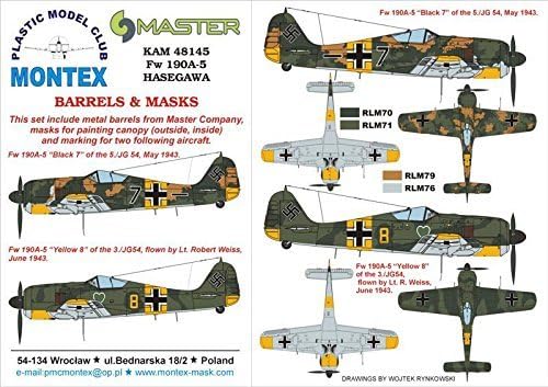 Montex KAM 1:48 Fw-190 A-5 for Hasegawa Mask +Metal Part #KAM48145