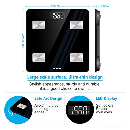 BONSO Smart Scales ,Digital Weight and Body Fat Scales, Bluetooth Body