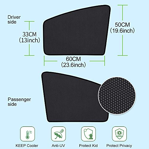 aokway Car Sun Shade, Car Side Window Shade Mesh Magnetic Universal Fit for rv Truck UV Protection 2 PCS(Front) - Thumbnail 6