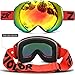 ZIONOR X6 Ski Snowboard Snow Goggles OTG for Men Women Youth Anti-fog UV Protection (VLT 25.4% Red Frame Revo Red Lens)