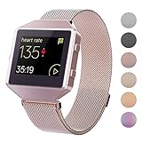 CRODI Compatible Fitbit Blaze Bands New Metal Frame, Stainless Steel Magnetic Milanese Replacement Band Fit bit Blaze Women Men-Pink Gold, Small