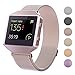 CRODI Compatible Fitbit Blaze Bands New Metal Frame, Stainless Steel Magnetic Milanese Replacement Band Fit bit Blaze Women Men-Pink Gold, Small