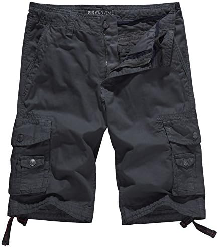 WenVen Men's Cotton Twill Cargo Shorts Outdoor Wear Lightweight (No.4 Charcoal, 42)