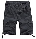 WenVen Men's Cotton Twill Cargo Shorts Outdoor Wear Lightweight (No.4 Charcoal, 36)