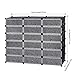 LANGRIA 18-Cube DIY Shoe Rack, Storage Drawer Unit Multi Use Modular Organizer Plastic Cabinet with Doors, Black and White Curly Pattern