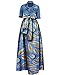 Huiyuzhi Womens African Print Dashiki Dress Long Maxi A Line Skirt Ball Gown (XXL, Light Blue)