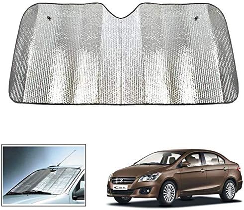 UNIQOUTLET Front and Rear Foldable Metal Car Sunshade (Silver) -2 Pieces