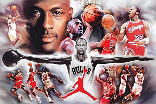 Michael Jordan Wings Collage (Basketball) Sport Poster Print (24in x 36in)
