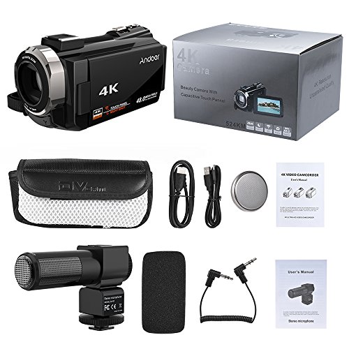 Andoer Camcorder 4K 1080P 48MP WiFi Digital Video Camera Recorder with External Microphone Novatek 96660 Chip 3inch Capacitive Touchscreen IR Infrared Night Sight 16X Digital Zoom