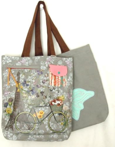 Tote Bag (Shoulder) - "Paris Trip" design with Eiffel Tower &amp; Bike - Fun!