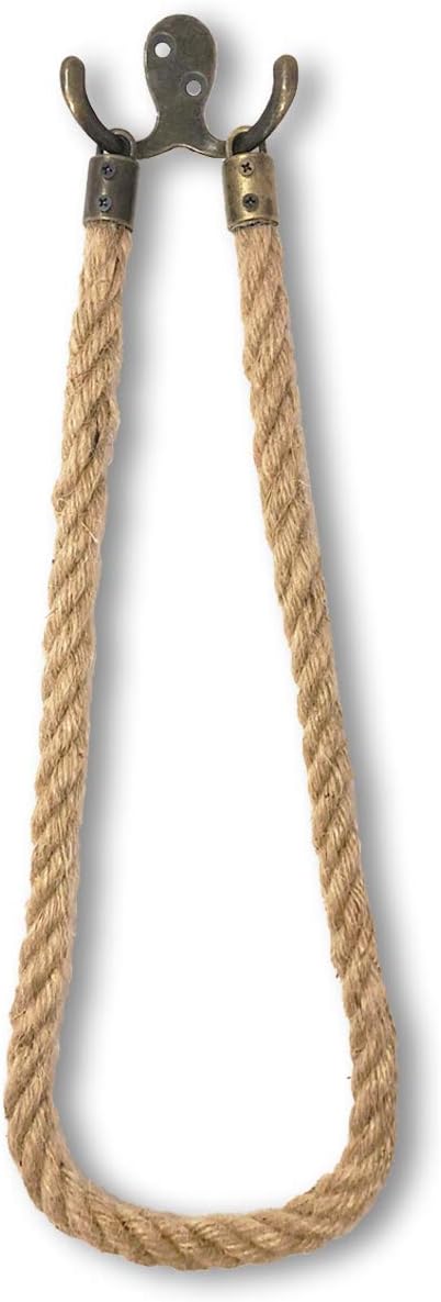 Lesen Nautical Rope Toilet Paper Holder, Rustic-Industrial Hand Towel Ring Holder Wall Mounted Jute Rope Decor for Bathroom