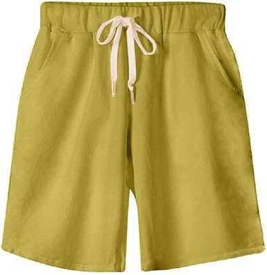 casual loose plain elastic waist shorts