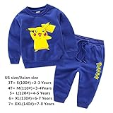 Criol Kids Boys Pokemon Pikachu Printing T-shirts Pullover Hoody Pant Set (S(100#), Blue)