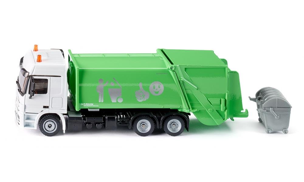 siku 2938, Bin Lorry, 1:50, Metal,Plastic, Green,White, Opening rear section, Incl. waste bin