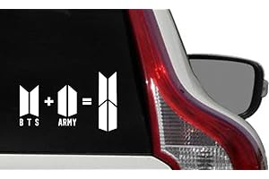 PANDORA STICKERS ARTS AND HOBBIES BTS Army New Logo Equation Text Version Car Die Cut Vinyl Decal Bumper Sticker for Car Truck Auto Windshield Wall Window Ipad Tablet MacBook Laptop Computer Home Custom and More (White)