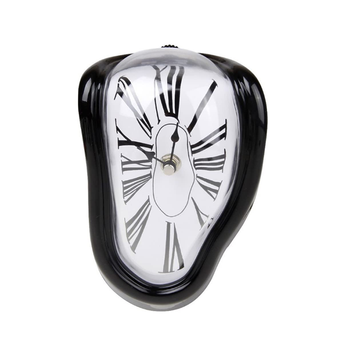 Verve Jelly Melting Wall Clock, Salvador Dali Watch, Surrealist Melted Design, Creative Decorative for Home Kitchen Office Desk Shelf Table, Black