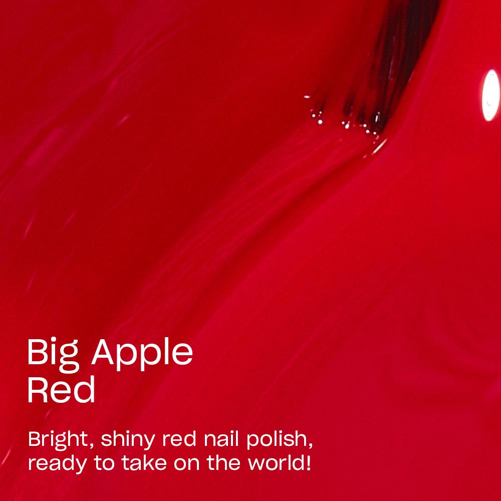 OPI Nail Lacquer Big Apple Red | Opaque Bright Red Crème Chip Resistant Nail Polish | Vegan, Fast Drying, Streak Free - Image 3