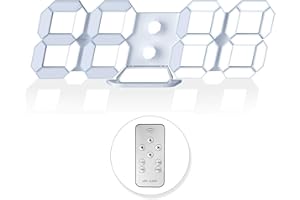 EDUP HOME 3D LED Digital Wall Clock/Desk Alarm Clock with Remote Control for Kitchen Bedroom Office, 9.7" LED Night Light Decor Clock Adjust Brightness 12H/24H Time Date Temperature, Great Gift