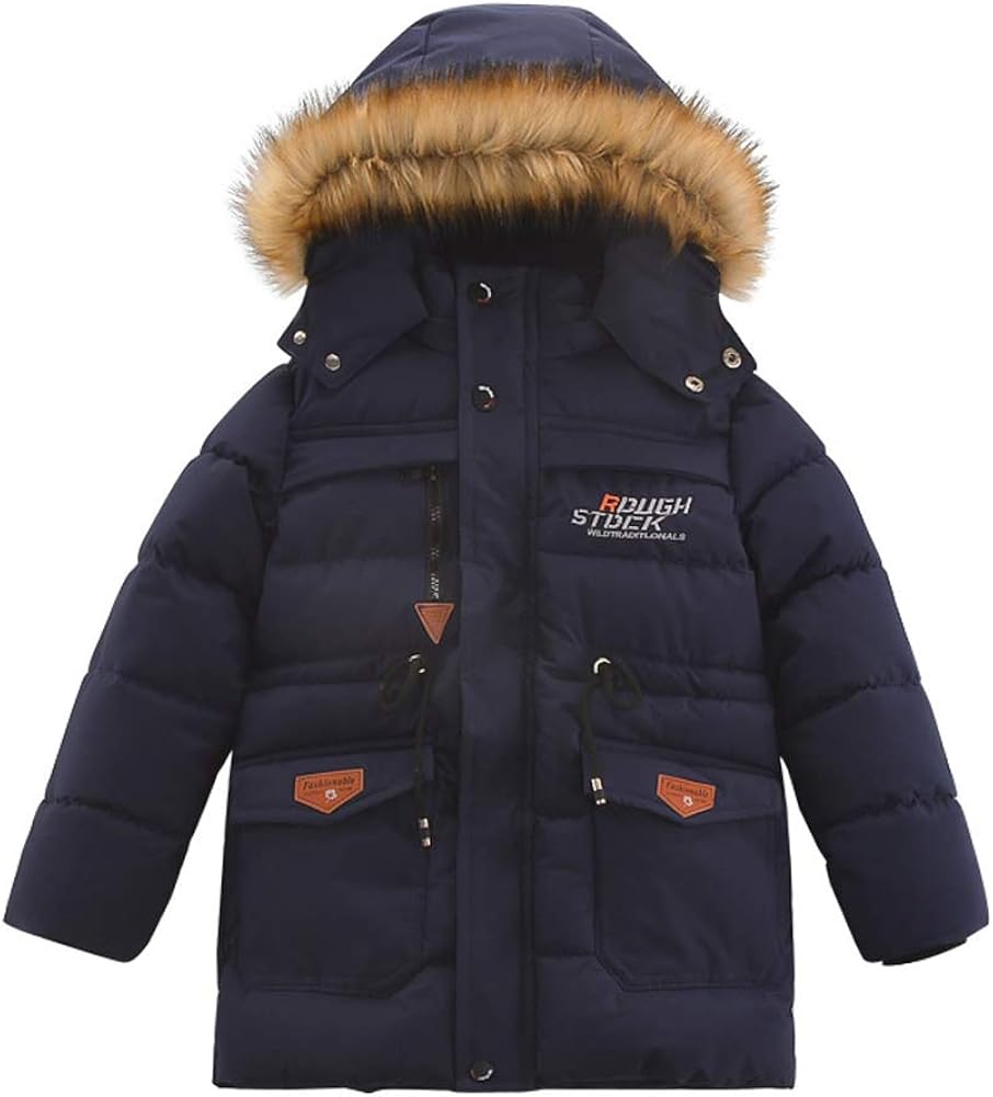 SXSHUN Kinder Winterjacke Jungen - Winddichter Wintermantel Mit Kapuze