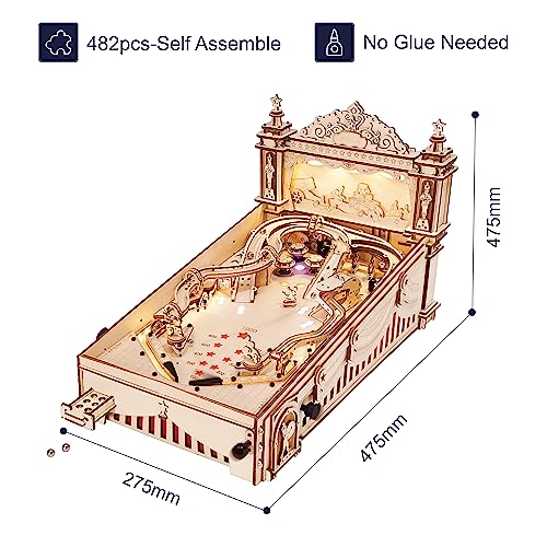 ROBOTIME Wooden Puzzle 3D Pinball, Mechanical Wooden Model Build for Adults and Teenagers, Pinball Christmas and Birthday Gifts