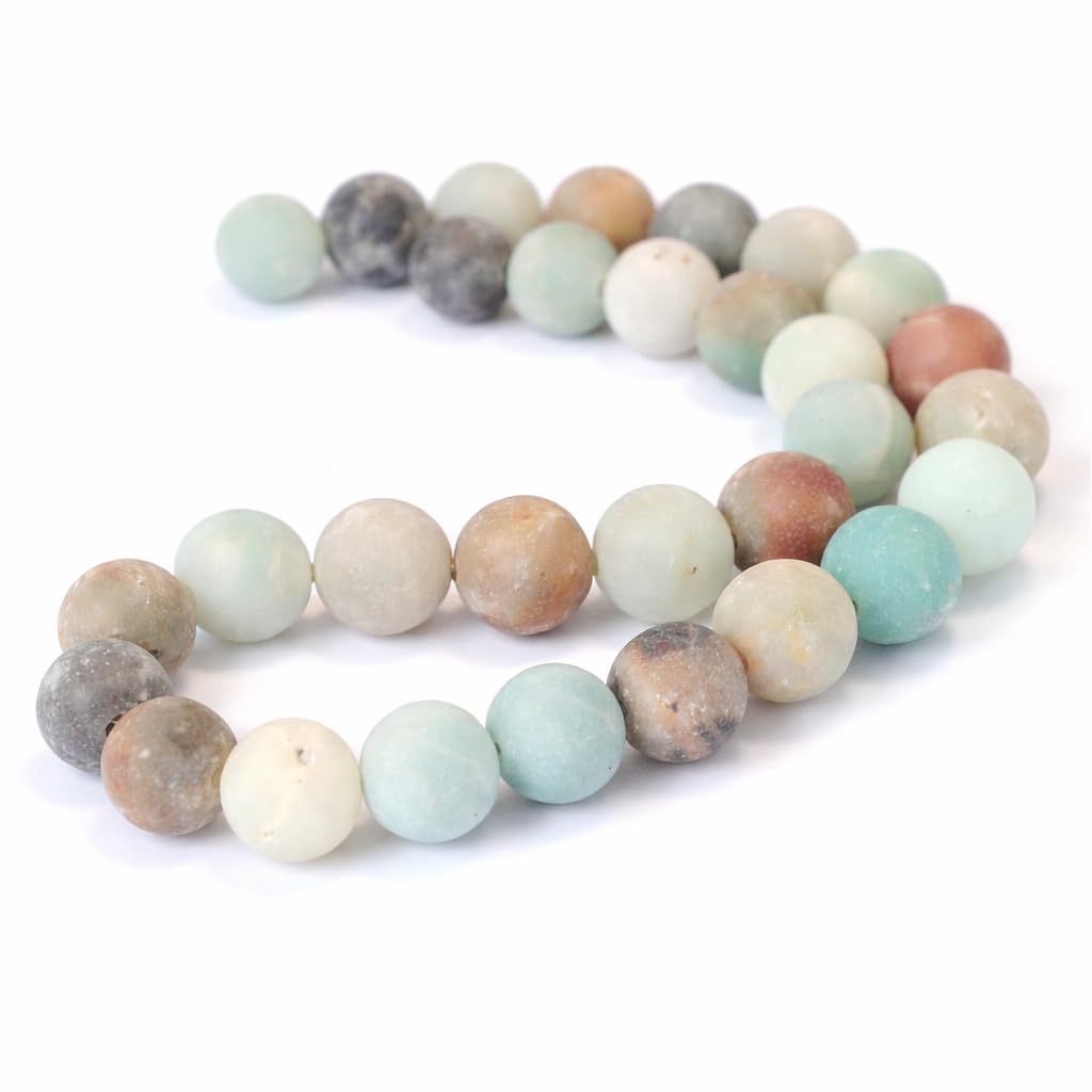 Perlin - Gemstone Amazonite Beads 10 mm Frosted * A Grade * Ball Natural Stones G179 x2