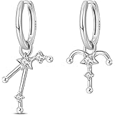 TINSLO 925 Sterling Silver Zodiac 12 Constellation Astrology Dangle Earrings Latch Back Drop Earrings for Women Birthday Gifts