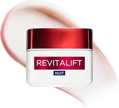 L’ORÉAL PARIS - SOIN NUIT HYDRATANT VISAGE ANTI-ÂGE - CRÈME ANTI-RIDES, EXTRA-FERMETÉ & TONIFIANTE - ENRICHI AU PRO-RÉTINOL & FIBRELASTYL - TOUS TYPES DE PEAUX - REVITALIFT - 50 ML