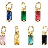 Beadthoven 20pcs Real 18K Gold Plated Rectangle Crystal Charm Pendants Cubic Zirconia Charm Beads with Jump Ring for DIY Jewelry Making Necklace Choker Earrings Tiny Dangle Accessories