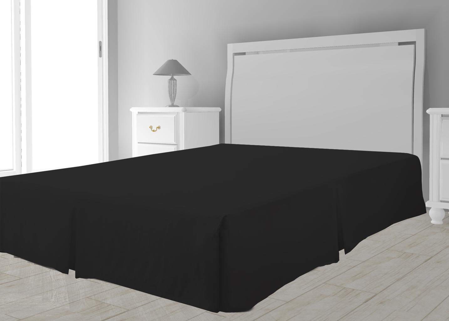 Intemporel Bed Skirt Microfibre, Polyester, Black, 90 x 190 cm
