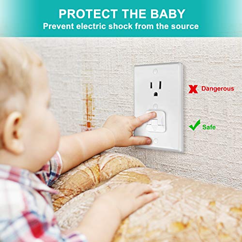 Outlet Covers Baby Proofing (40 Pack) with Hidden Pull Handle Outlet