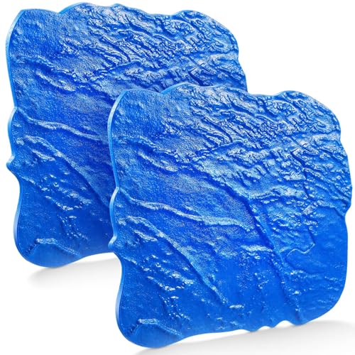 Gisafai 2 Pcs Concrete Stamps Mat Set Concrete Texturing Skin Polyurethane Stamp Stone Tile Texture Mat Seamless Slate floor Imprint Molds for Walls Outdoor Decorative (18