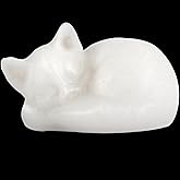 Ytbeoxk 2.1 Inch White Jade Cat Crystal Statue, Healing Crystal Sleeping Cat Gemstones Decorations, Lucky Cute Kitten Figurines, Gift Home Office Desk Decor for Cat Lover Man Woman