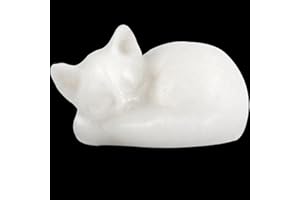 Ytbeoxk 2.1 Inch White Jade Cat Crystal Statue, Healing Crystal Sleeping Cat Gemstones Decorations, Lucky Cute Kitten Figurines, White Cat Gift Crystal Home Office Desk Decor for Cat Lover Man Woman