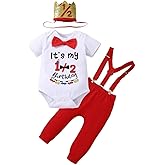 Highnesson-ww Baby Boy Funny 1/2st Birthday Clothes Infant Clothes Bow Tie Themed Romper Pants Set Suspenders