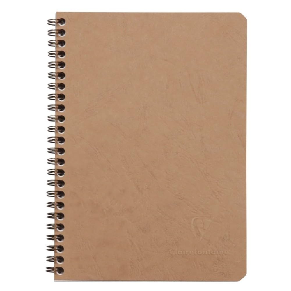 Clairefontaine 78532C Collection Age Bag A Tobacco Spiral Notebook - A5 14,8x21 cm - 100 Small Square Pages - 90 g White paper - Leather Glossy Card Cover