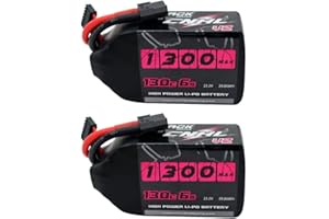 CNHL 6S Lipo Battery 1300mAh 130C 22.2V with XT60 Plug for FPV RC Quadcopter Helicopter Airplane Drone Racing Hobby (2 Packs)