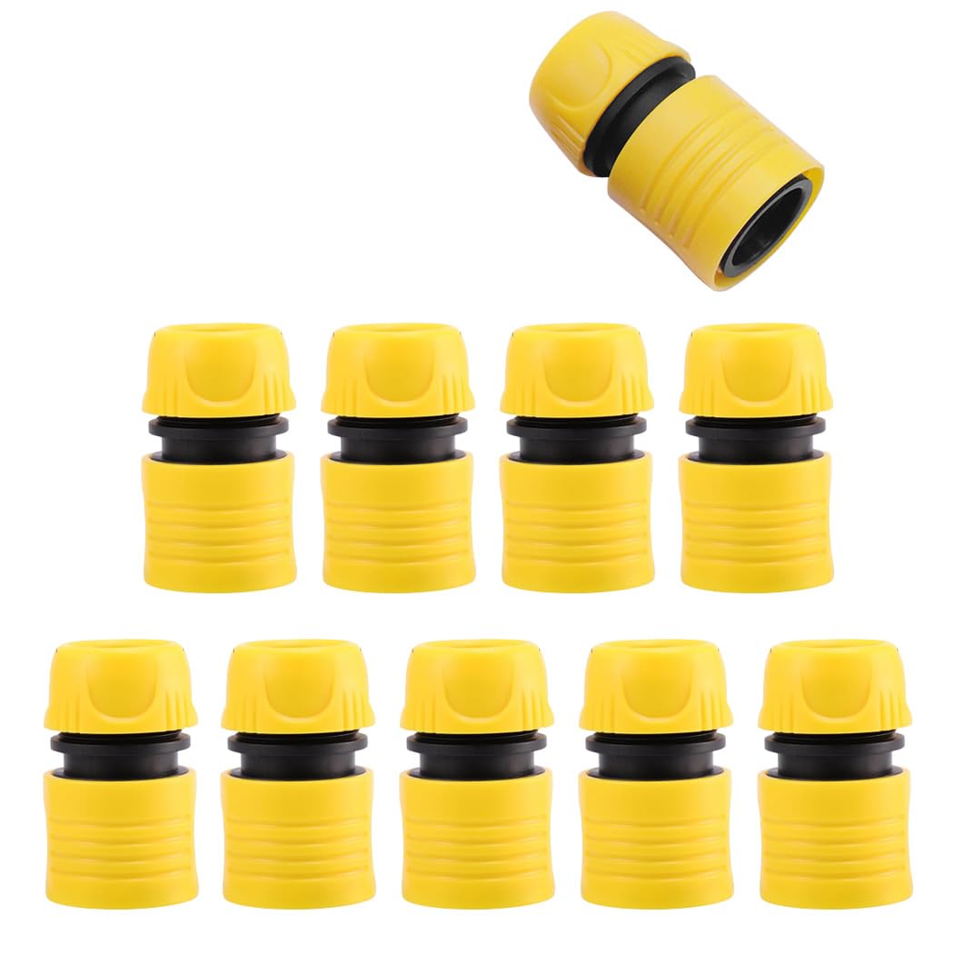 Voarge Quick Coupling 1/2 Inch Hose Coupling Hose Connector for Pipe Connecting Garden Tools Hoses Hose Coupling Yellow 10