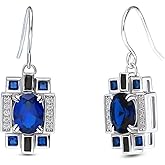 BERRICLE Sterling Silver CZ Dangle Earrings for Women, Trendy Simulated Diamond Cubic Zirconia Drop Earrings - Art Deco, Black & White, Flower, Halo, Navette, Filigree Designs