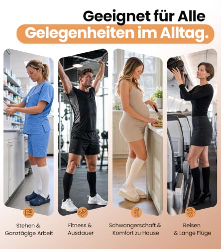 PULIOU Compression Stockings for Men and Women, 2 Pairs, 20-30 mmhg Circulation, Breathable Support Stockings, Compression Socks for Sports, Flight, Standing Occupations