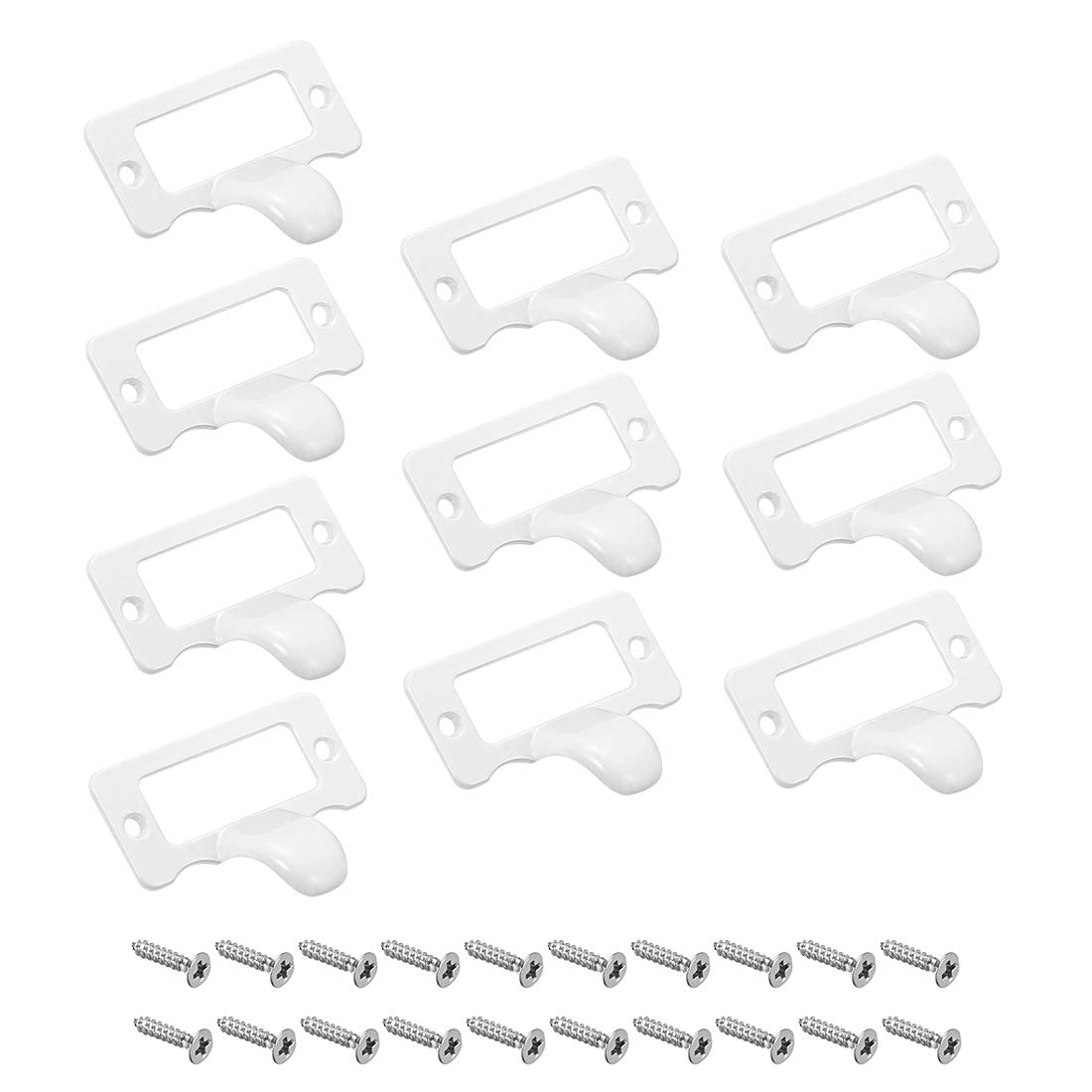 sourcing map Label Holder Pull Handles, Vintage Zinc Alloy Label Frame Drawer Knobs for Cabinet Cupboard, White 48x35mm Pack of 10 w Screws