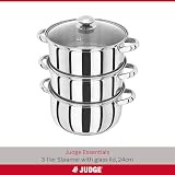 Judge Essentials Stainless Steel 3 Tier Steamer 24cm Induction Ready view 2