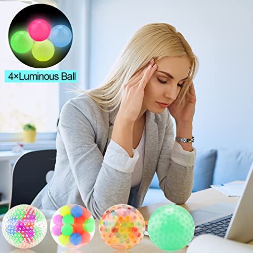 8Pack Stress Balls for Kids Original DNA Squishy Stress Balls Fidget Pack Colorful Squeezing Stress Relief Ball for Adults Squeeze Ball Sensory Ball Rainbow Stress Ball Ideal for Autism, Anxiety Bad Habits & More
