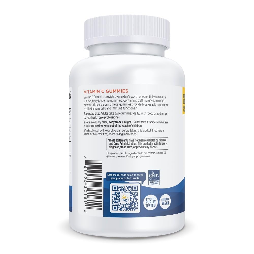 Nordic Naturals Vitamin C Gummies, Tart Tangerine - 120 Gummies - 250 mg Vitamin C - Immune Support, Antioxidant Protection, Child Growth & Development - Non-GMO, Vegan - 60 Servings
