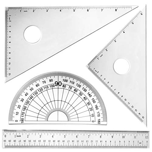 12 inch math geometry tool 4 pieces large triangular scale ruler set includes ruler protractor triangle for school office home supplies clear in kenya whizz drafting tools kits