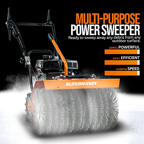 SuperHandy Dirt/Debris Power Sweeper Brush Broom 23.5” in Clearing Path